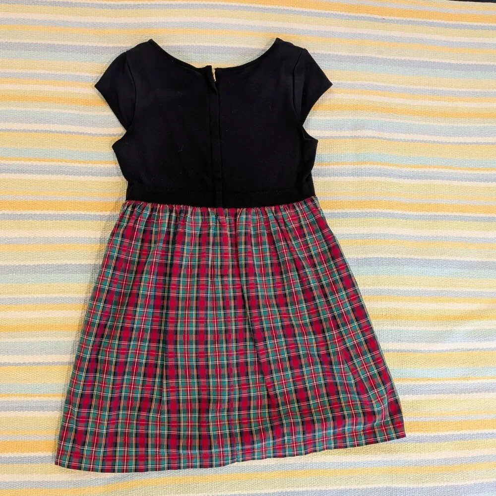 ⭐ Girls Vineyard Vines Christmas Holiday black & plaid tartan dress size XS 5-6